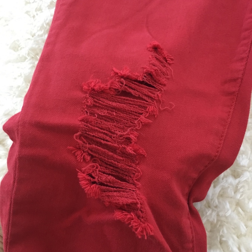 Red Ripped Jeans - Picture 4 of 4